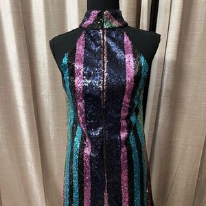 Badgley Mischa Brand new sequin stripe halter dress